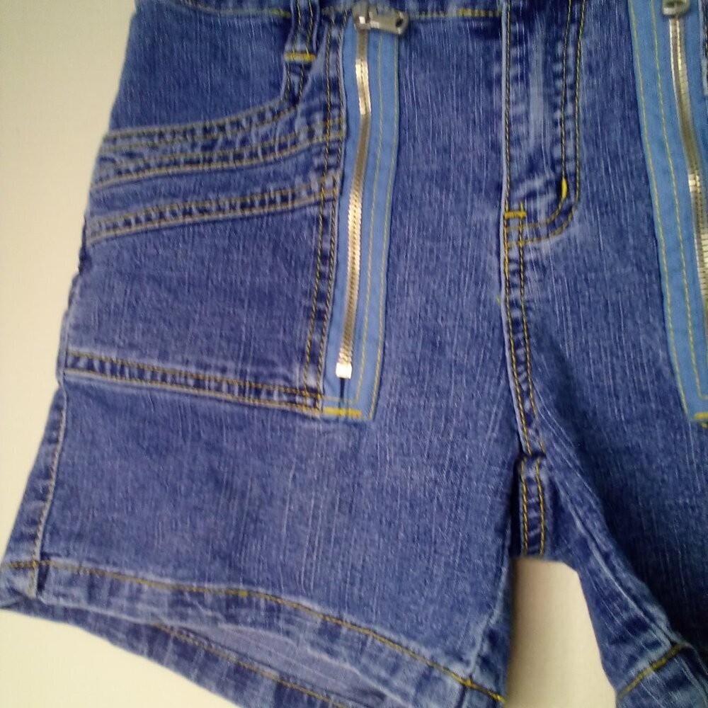CJ Jeans Shorts Juniors 5 90s Y2K Zipper Detail Pockets Denim Blue - Picture 5 of 13